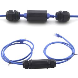 RJ45 Vattentät kontakt IP68 Ethernet - - 79566 - RJ45 Vattentät kontakt IP68 Ethernet För att enkelt ansluta eller förlänga patchkablar utomhus IP68 dammtät och vattentät kabelförskruvning för utomhus- / industriapplikationer Erbjuder ökat skydd för anslutningen mot fukt och smuts . Snabb och enkel installation 2x skärmad RJ45-port, uppdrag: 1: 1