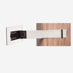 TV-hållare för husbil, väggfäste från Caratec Flex CFA102L sidoutdrag av aluminium - Caratec - 145269 - Det helt nyutvecklade TV-väggfäste CFA102L gör att du kan titta på TV från sittgruppen och från sängen. Tack vare trycklåset är den väldigt enkel att använda. Det extra manöversteget att låsa upp utdraget är därför inte längre nödvändigt. Detta gör driften ännu bekvämare.  kan monteras till höger och vänster utdragbar, med pushlock Roterande platta (190°) Skenlängd förlängd, med TV-monteringsplatta: ca 865 mm Mått (B x H x D): ca 395 x 146 x 45 mm Gjord av solid aluminiumprofil och stål, för TV upp till 6,5 kg