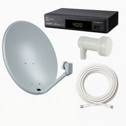Satellitpaket Tyskland HD – 80cm Parabol, LNB, 20m Kabel & Telesystem Mottagare